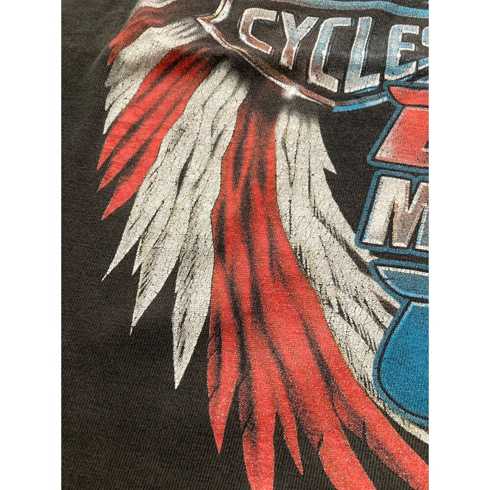 Vintage 90s Harley Davidson USA Don't Mess With U.S. Flag Eagle Texas Cropped T - Picture 9 of 13